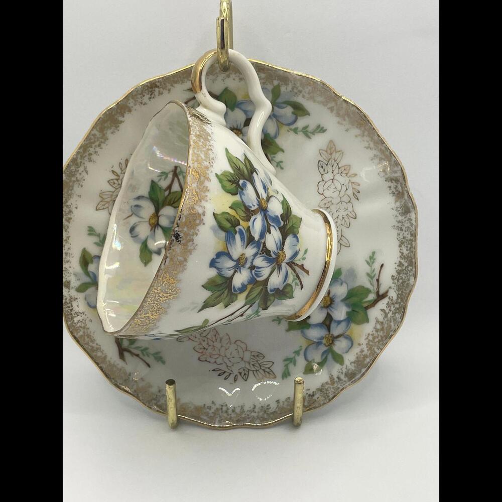 Vintage Celebrate Japan Hand-Painted China Dogwood Flower Tea Cup and Saucer